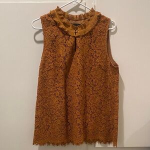 J. Crew Rust Lace Sleeveless Top
